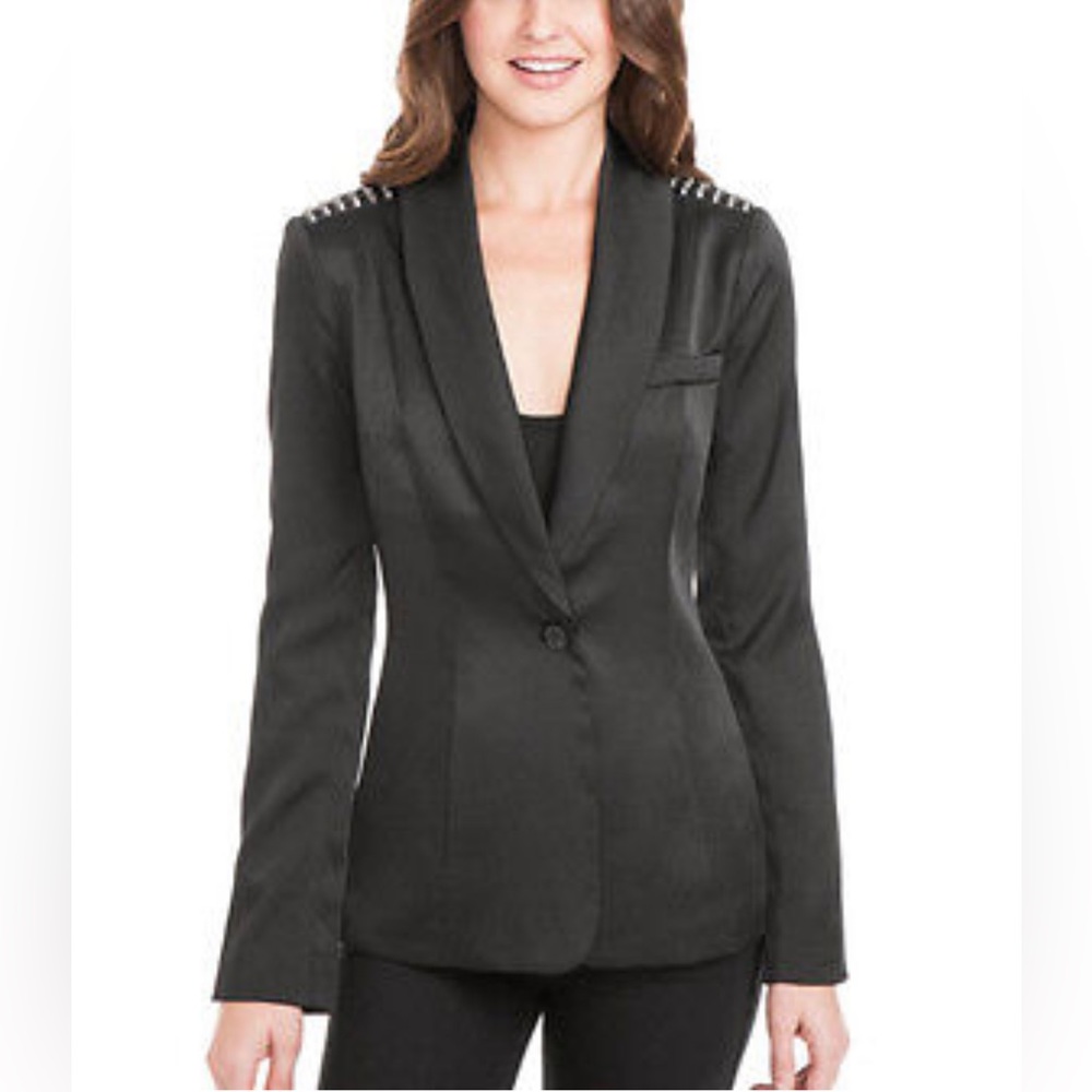 GUESS Leslie Studded Shoulder Ponte Boyfriend Blazer